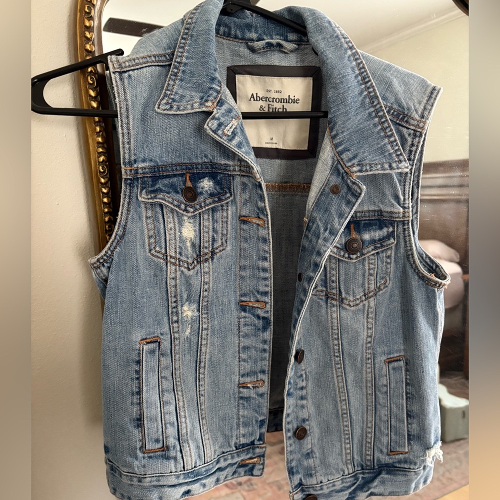 Abercrombie and Fitch Distressed Denim Vest